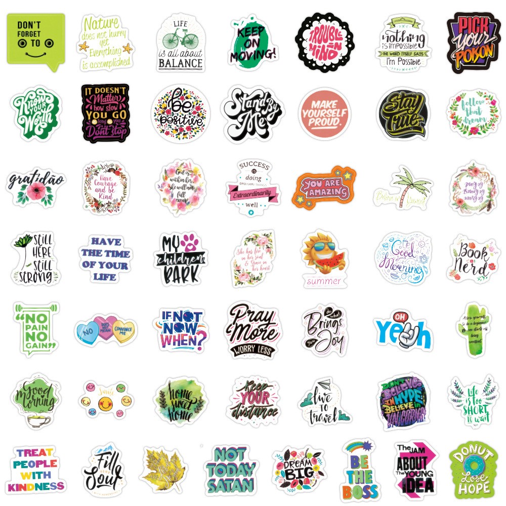 100pcs Inspirational Stickers Vinyl, Motivational Stickers for Adult, Positive Quote Stickers for Tumblers Waterbottle Journals Phone Cover Scrapbook